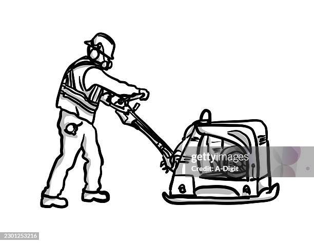 construction plate compactor - road surfacing machine stock illustrations