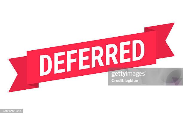 deferred - red banner on white background - fire retardant stock illustrations