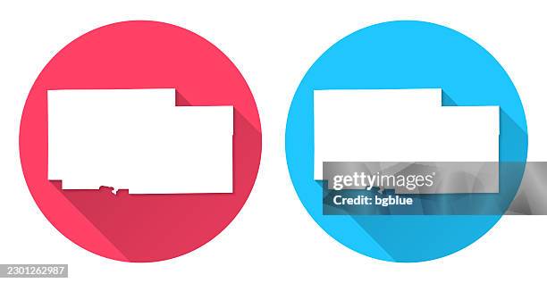 ogle county, illinois map. round icon with long shadow on red or blue background - bend oregon stock illustrations