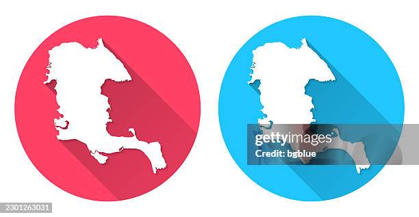 james city county, virginia map. round icon with long shadow on red or blue background - williamsburg stock illustrations