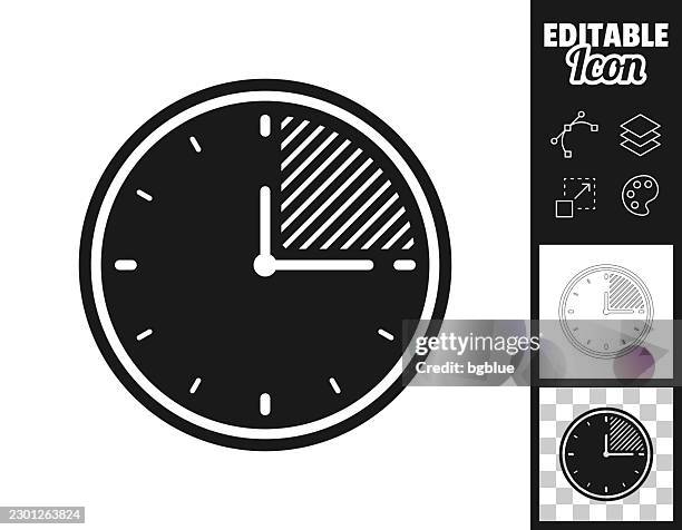 15 minute clock timer. icon for design. easily editable - adjusting clock stock illustrations
