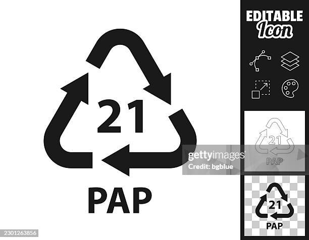 21 pap recycling code. icon for design. easily editable - waste sorting stock illustrations