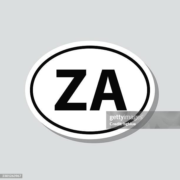 za - south africa country code. icon sticker on gray background - nameplate stock illustrations