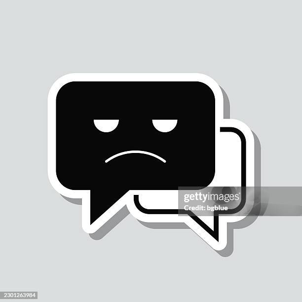 unhappy conversation bubbles. icon sticker on gray background - text box vector stock illustrations