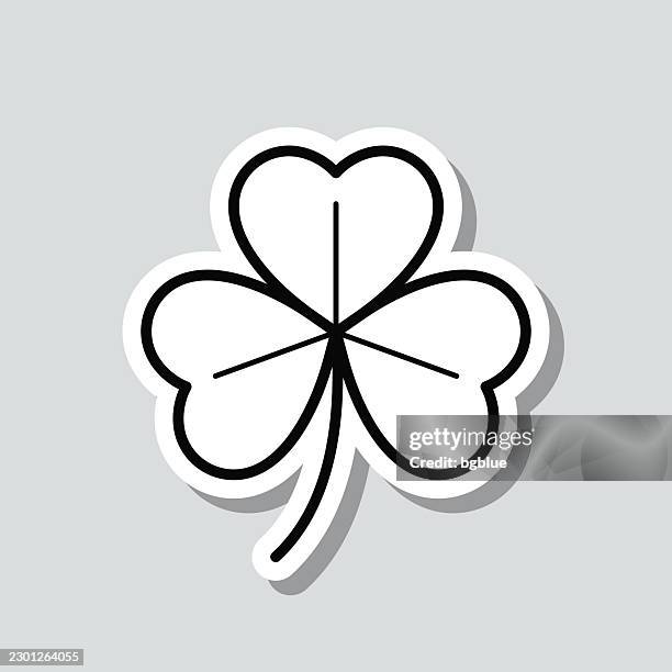 shamrock. icon sticker on gray background - celtic knot stock illustrations