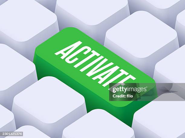 activate button keyboard 3d isometric key - entering data stock illustrations