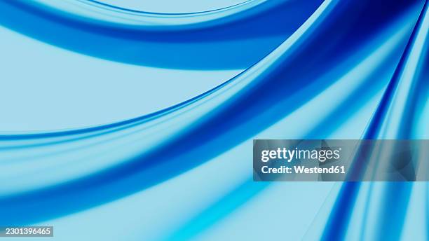 abstract blue satin fabric forms a smooth flowing wave background - satin curtain stock illustrations