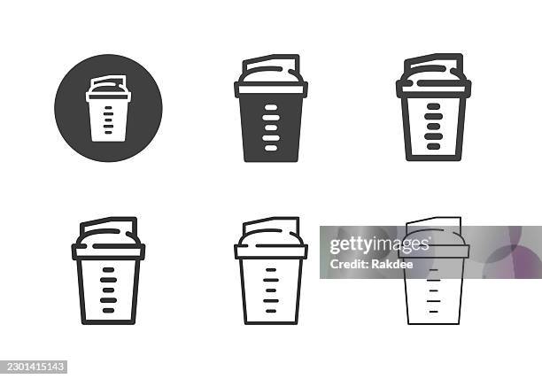 protein shaker icons - multi series - home workout weights stock illustrations
