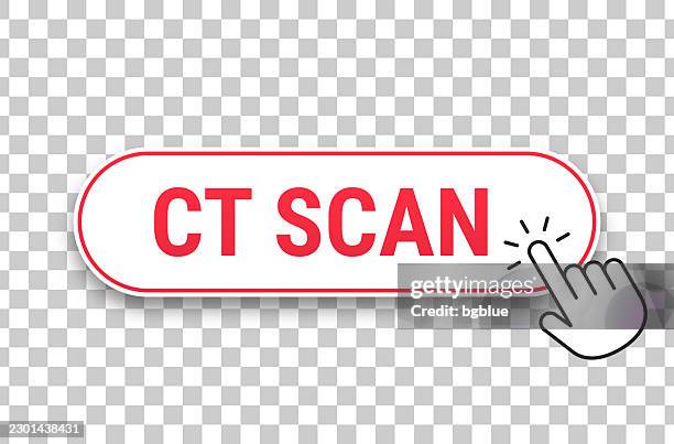 ct scan - 3d click web button with hand cursor on blank background - ct scan stock illustrations