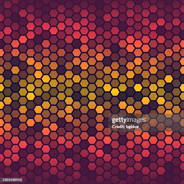 abstract geometric background - hexagonal mosaic with orange gradient - honeycomb pattern black vector stock illustrations