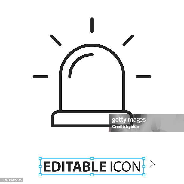 siren - alarm light - line editable icon on white background - beacon technology stock illustrations