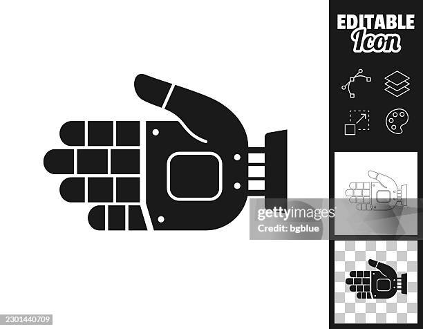 robotic side hand. icon for design. easily editable - bionic hand stock illustrations