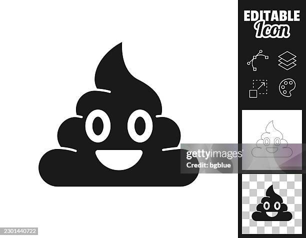 smiling poop emoji. icon for design. easily editable - meme stock illustrations