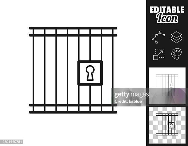locked prison bars. icon for design. easily editable - prison bars isolated stock illustrations