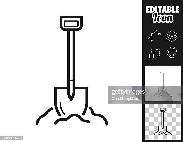 shovel in soil. icon for design. easily editable - weeding stock illustrations
