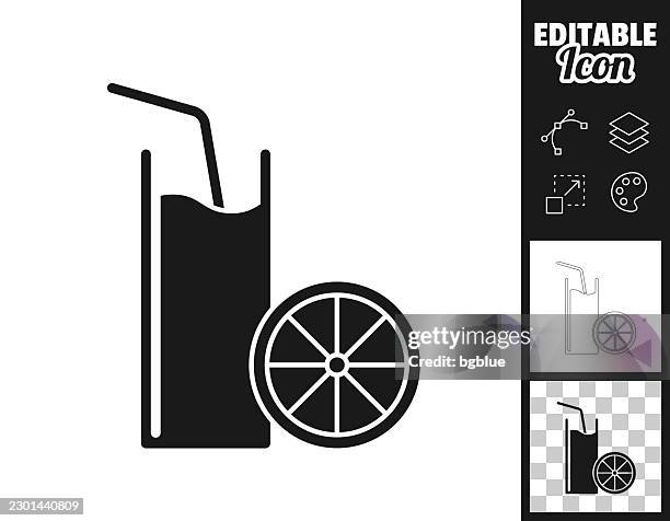 lemonade glass. icon for design. easily editable - drinking lemonade stock illustrations