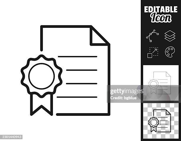 certified document. icon for design. easily editable - certificate icon editable stock illustrations