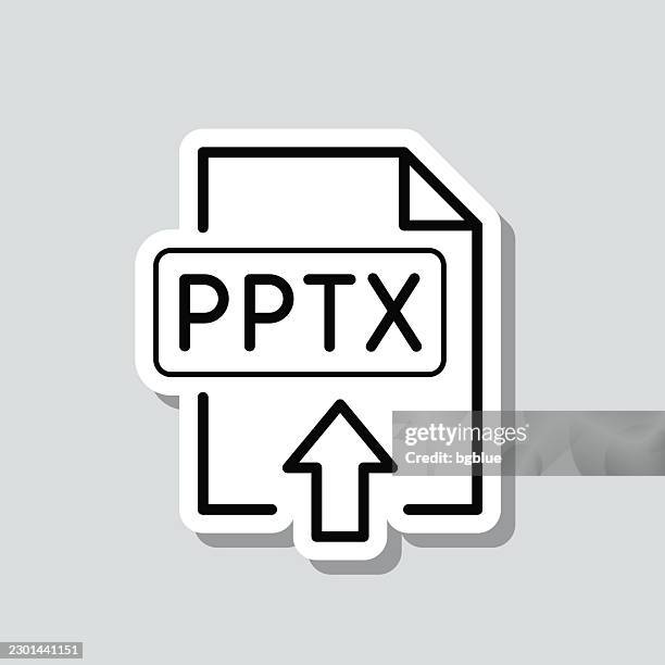 pptx file upload. icon sticker on gray background - cloud security stock illustrations