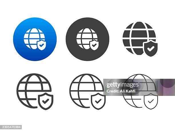 internet protection icons. editable stroke. line and glyph solid style series icons - receiving feedback stock illustrations