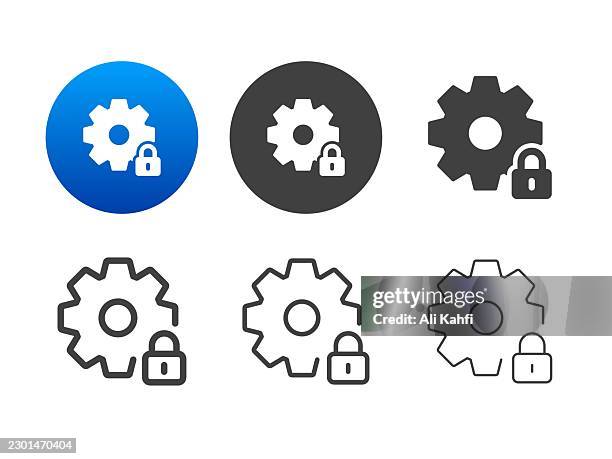 security settings icons. editable stroke. line and glyph solid style series icons - receiving feedback stock illustrations