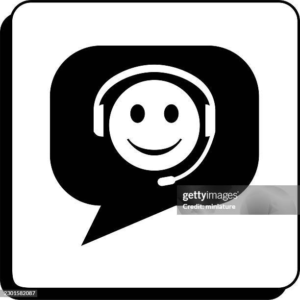 speech bubble with call center icons - black computer engineer stock illustrations