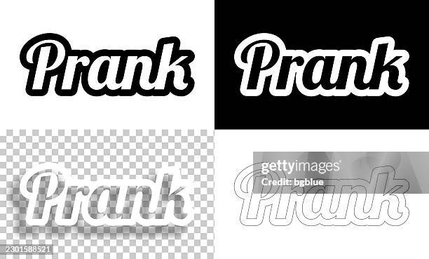 prank - text for design. blank, white and black backgrounds - line text - gagged stock illustrations