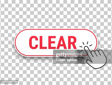 Clear - 3D click web button with hand cursor on blank background Clear - 3D click web button with hand cursor on blank background