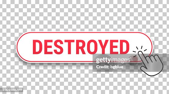 Destroyed - 3D click web button with hand cursor on blank background Destroyed - 3D click web button with hand cursor on blank background