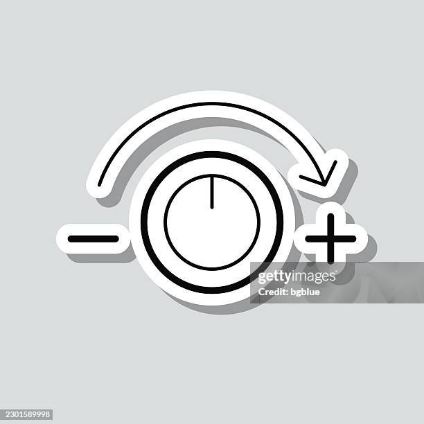 turn knob to increase. icon sticker on gray background - light switch stock illustrations