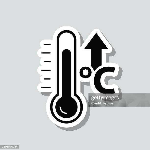 celsius temperature rise. icon sticker on gray background - meteorologist stock illustrations