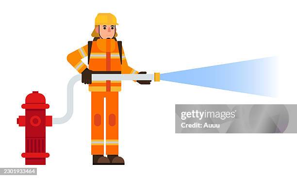 flat design firefighter and fire safety vector illustration concept - fire proof stock illustrations