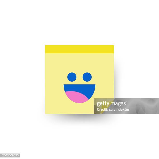 adhesive note emoji - yellow post it notes stock illustrations