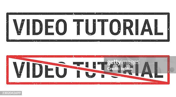 video tutorial - rubber stamps with crossed out stamp on white background - school exclusion stock illustrations