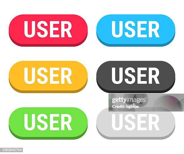 user - colorful 3d click web buttons on blank background - user generated images stock illustrations