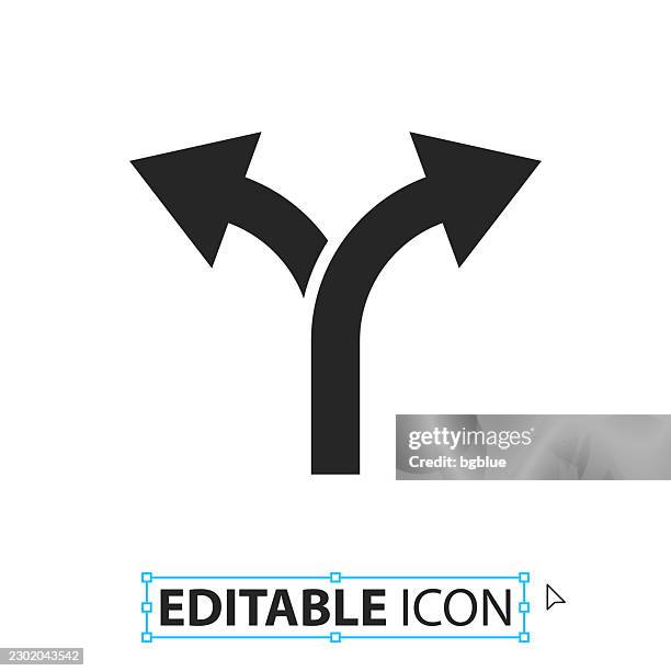 two way direction arrow - editable icon on white background - choose between two stock illustrations