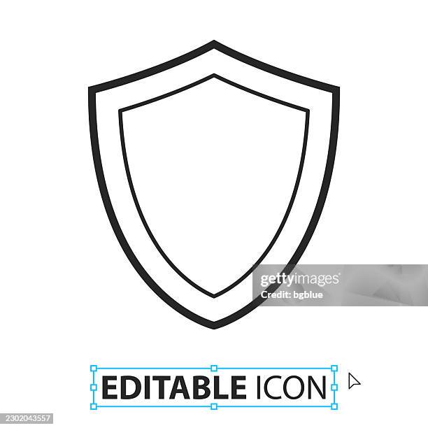 shield - line editable icon on white background - security guard white background stock illustrations