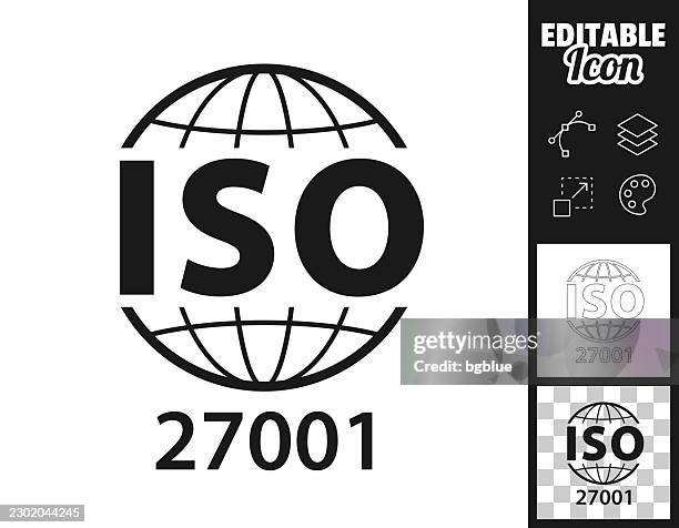 iso 27001 information security standard. icon for design. easily editable - iso certificate stock illustrations