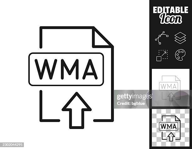 wma file upload. icon for design. easily editable - audio visual stock illustrations