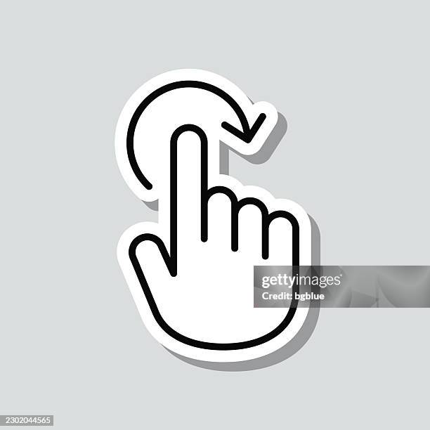 one finger rotation. icon sticker on gray background - scrolling mobile stock illustrations