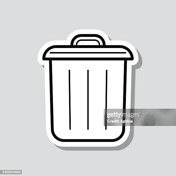 trash can. icon sticker on gray background - commercial cleaning stock illustrations