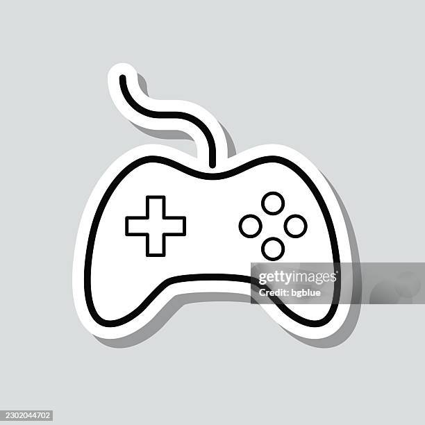 wired game controller. icon sticker on gray background - network cables isolated stock illustrations