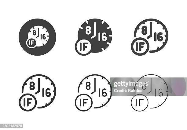 intermittent fasting schedule icons - multi series - intermittent fasting vector stock illustrations