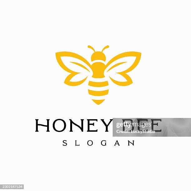 bee logo vector. beekeeping design. insect illustration. stock illustration - bees stinging stock illustrations