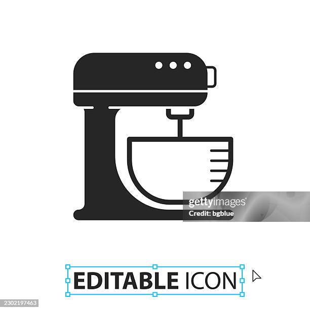 stand mixer - editable icon on white background - stirring stock illustrations