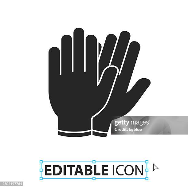 protective rubber gloves - editable icon on white background - hard worker hands stock illustrations