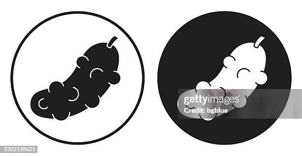 pickle. round icon - black and white circle button - pickles stock illustrations