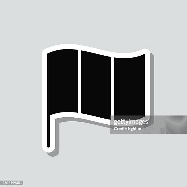 flag with vertical stripe. icon sticker on gray background - flag raising stock illustrations