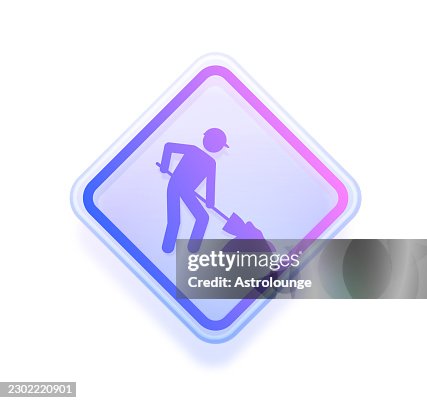 Under Construction Sign with Frame on Glass Background Under Construction Sign with Frame on Glass Background
