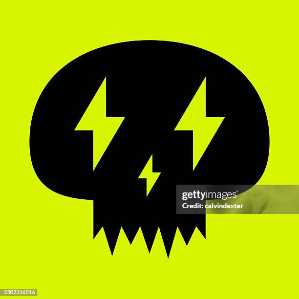 human skull icon symbol - electric shock treatment stock illustrations