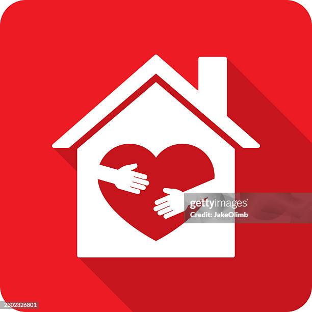 house hands heart icon silhouette - hands building together stock illustrations